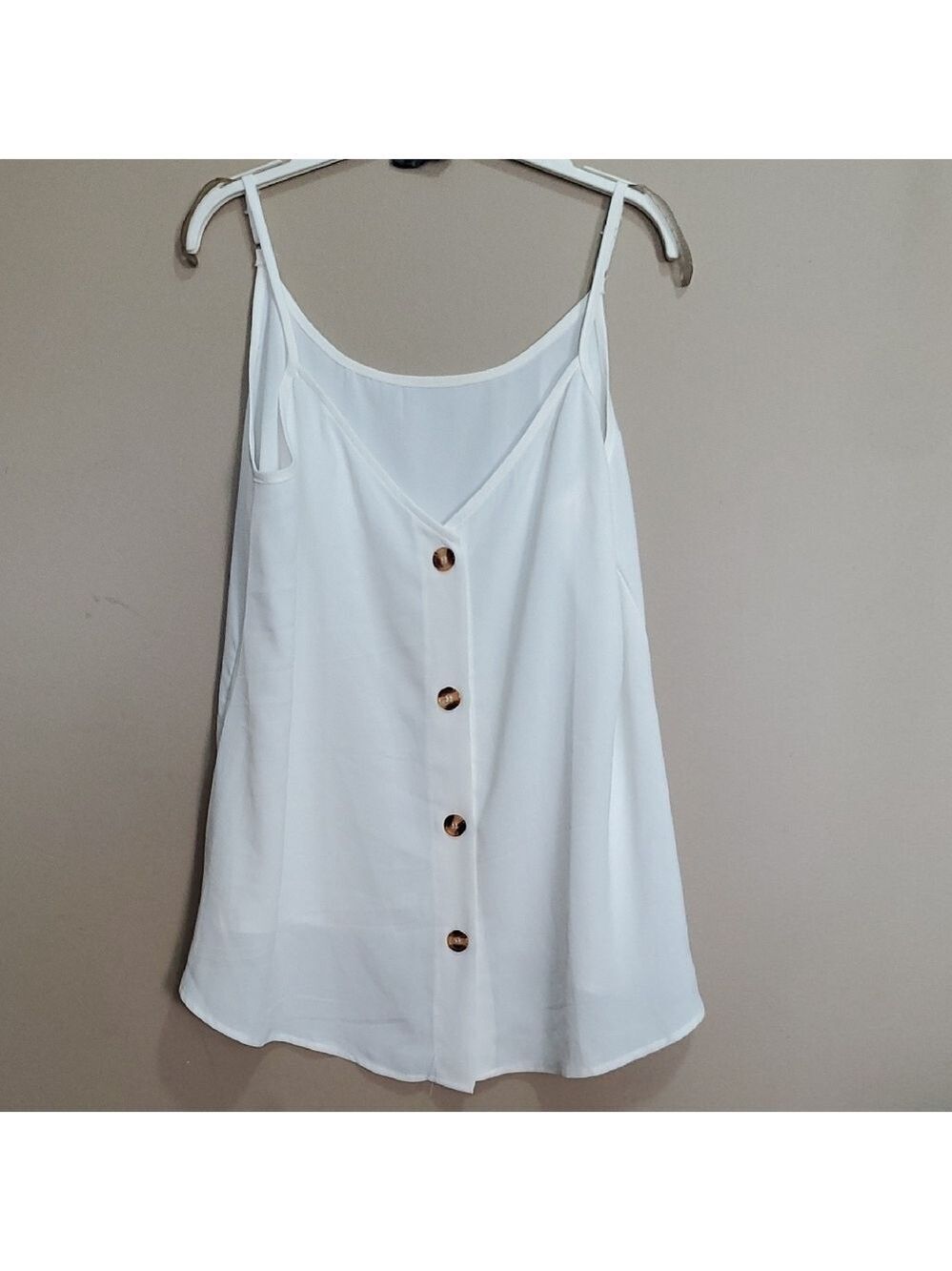 White Button Down Cami Tank Top Size XL